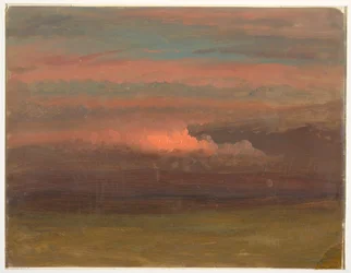Tegning, skystudie ved solnedgang, 1860–70