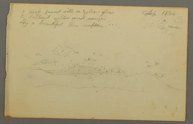 Tegning, skystudie, åsside, 1844