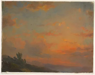 Tegning, skystudie, solnedgang, 1850–60