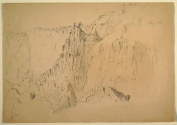 Tegning, Kyst med bratte steiner, august 1885