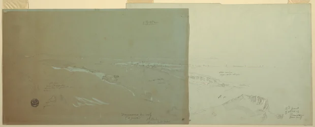 Tegning, Damaskus, Syria, sett fra nordvest, del 2, april eller mai 1868