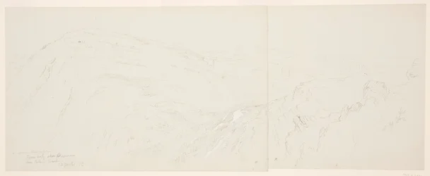 Tegning, fjerntliggende utsikt over Damaskus, Syria, 7. mai 1868