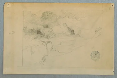 Tegning, fjernsyn over Sangay-vulkanens utbrudd, Ecuador, 1857–62