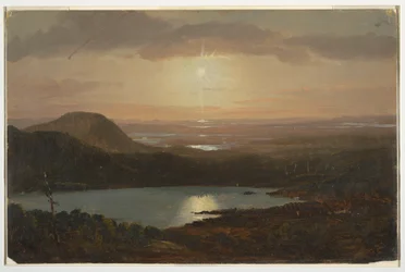 Tegning, Eagle Lake sett fra Cadillac Mountain, Mount Desert Island, Maine, 1850–60