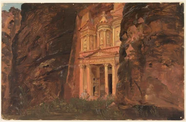 Tegning, El Khasneh, Petra, slutten av februar 1868