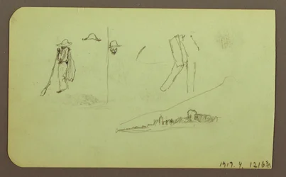 Tegning, fabrikk; Verso: Figurer, 1883