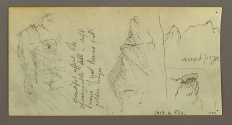 Tegning, figur som rir på kamel, sittende kamel, muligens 1868