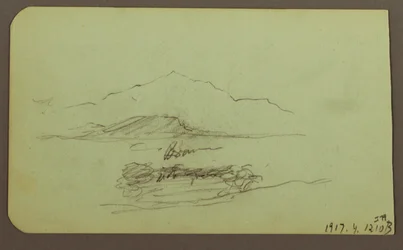Tegning, åser, kveg; Versjon: Landskap, 1883