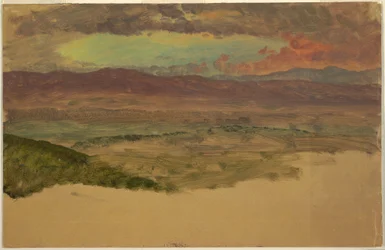 Tegning, landskap i Hudsondalen, ca. 1880