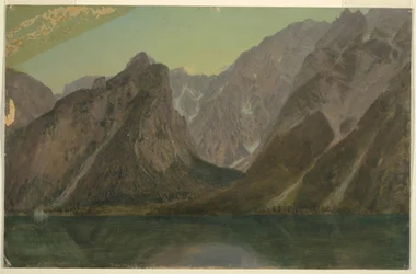Tegning, Koenigseee, nær Berchtesgadan, Bayern, 1868