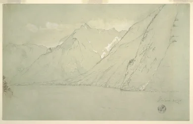 Tegning, Königssee fra Falkenstein, juli 1868