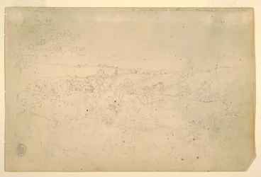 Tegning, landskap, juli 1844