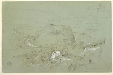 Tegning, landskap nær Guaranda, Ecuador, 5. juni 1857