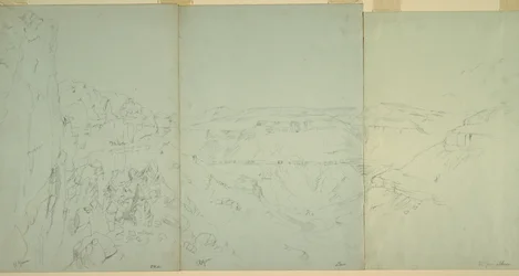 Tegning, Landskap i El Yeman, 1868