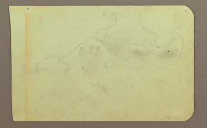 Tegning, landskap med skyer; Verso: Fjell, 1883