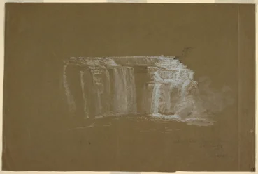 Tegning, Lower Falls, Genesee-elven, Rochester, New York, 1848