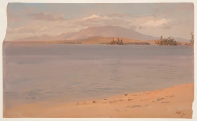 Tegning, Katahdin-fjellet fra Millinocket-sjøen, 1878