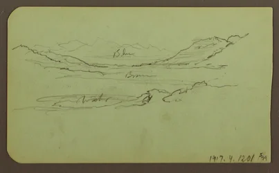Tegning, fjellandskap; Versjon: Landskap, 1883