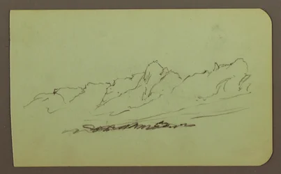 Tegning, fjellandskap; Versjon: Fjellkjede, figur, 1883
