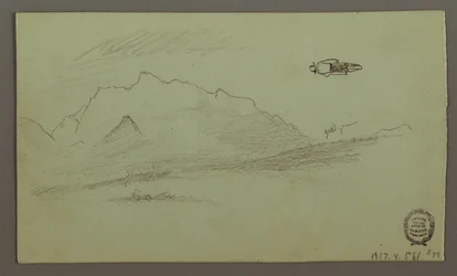 Tegning, fjelltopper, muligens 1868