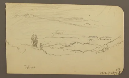 Tegning, Fjelllandskap, Toluca; Verso: Fjell, Toluca, 20. april 1885