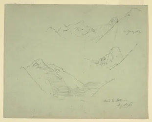 Tegning, Fjell nær Abtenau, Salzkammergut, 5. august 1868