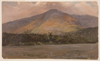 Tegning, Katadhin-fjellet, som viser Pomola og det store bassenget fra Sandy Bottom Pond, ca. 1877