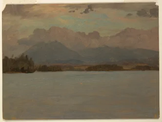 Tegning, Katahdin-fjellet fra Katahdin-sjøen, 1855–65