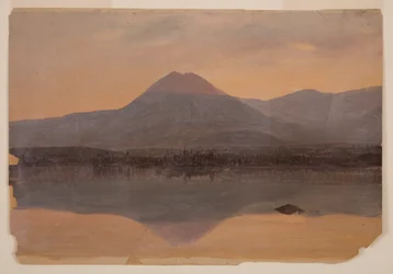 Tegning, Katahdin-fjellet fra Katahdin-sjøen, 1860–70