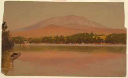 Tegning, Mt. Katahdin fra Togue-dammen, 1875–80
