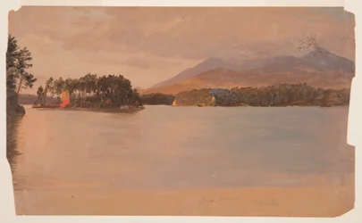 Tegning, Mt. Katahdin fra Togue-dammen, 1878