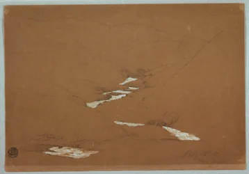 Tegning, smal fjelldal med fossende bekk nær Ysapan, Ecuador, 12. juli 1857