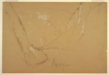 Tegning, quot;Oberseequot;, nær Berchtesgarden, Bayern, 17. juli 1868