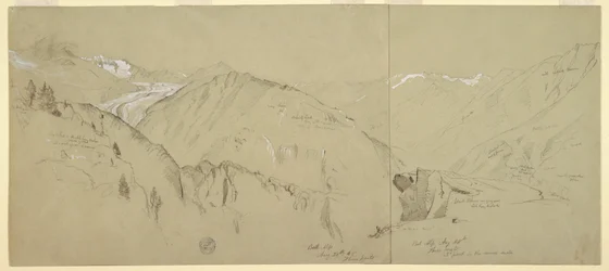 Tegning, panoramautsikt fra Bel Arp, 1868