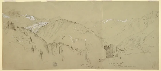 Tegning, panoramautsikt fra Bel Arp, 1868