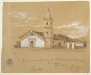 Tegning, Parish Church of Our Lady of Chiquinquira del Cerrito, Chiquinquira, Colombia, juli 1853