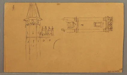Tegning, sletter, arkitekturstudier, 4. juni 1868
