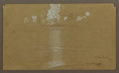 Tegning, sjølandskap, Bloxburgh; Verso: Åser og hav, august 1865