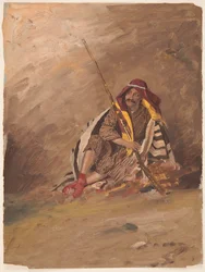 Tegning, sittende beduin, sannsynligvis februar 1868