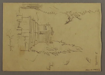 Tegning, diligens, muligens 1868–69