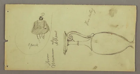 Tegning, studier av gjenstander fra Athens museum, muligens 1869