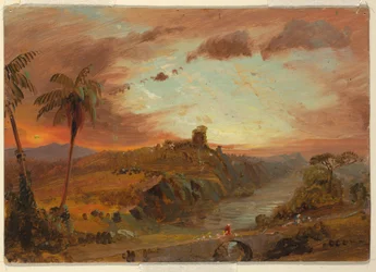 Tegning, studie til «Imaginært søramerikansk landskap», ca. 1857