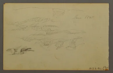 Tegning, Sol bak skyer, 1844
