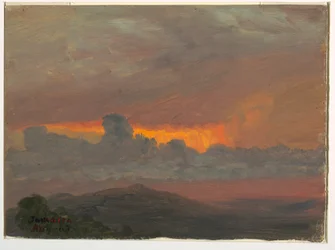 Tegning, solnedgang, august 1865