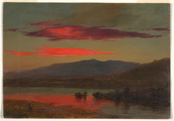 Tegning, Solnedgang, Hudson, New York, 25. desember 1873