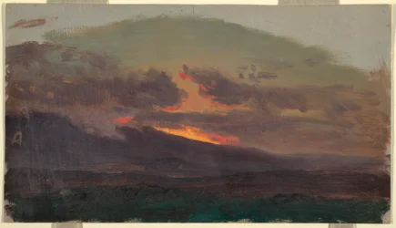 Tegning, Solnedgang over Catskill-elven, 1870–80