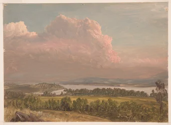 Tegning, Solnedgang over Hudsondalen, juni 1870