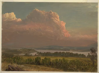 Tegning, Solnedgang over Hudsondalen, juni 1870