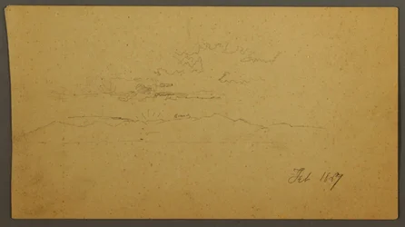 Tegning, Solnedgang bak åsene, februar 1867