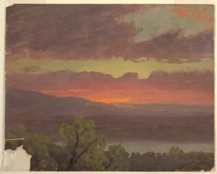 Tegning, Solnedgang på Jamaica, Vestindia, 1865–66